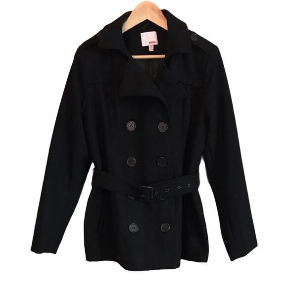 Bongo Wool Pea Coat Black Size XL - Picture 1 of 5